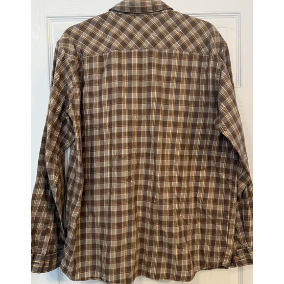 Patagonia Men's LG Brown Plaid Buckshot Shirt Soft Worn Feel Comfy Condition - Picture 3 of 14